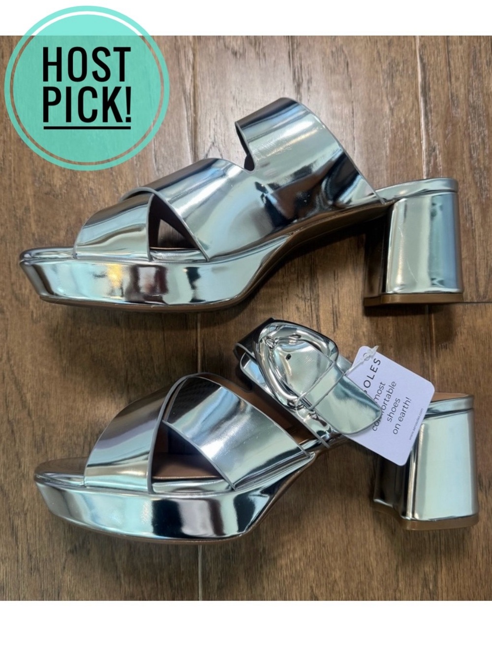 AEROSOLES Metallic Silver Mules